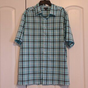 George Teal Plaid Casual Button Down size 2XLT 50-52